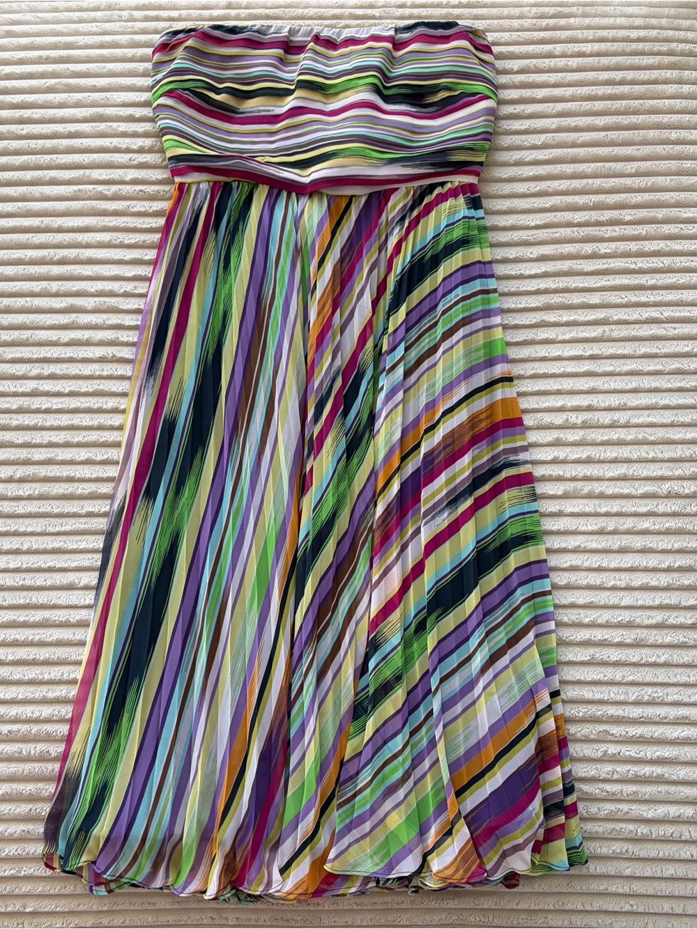 Vintage The Limited Strapless Pleated Chiffon Rainbow Dress 2